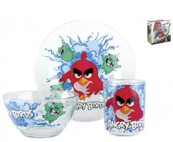 Набор "ANGRY BIRDS " 3 пред. стекло