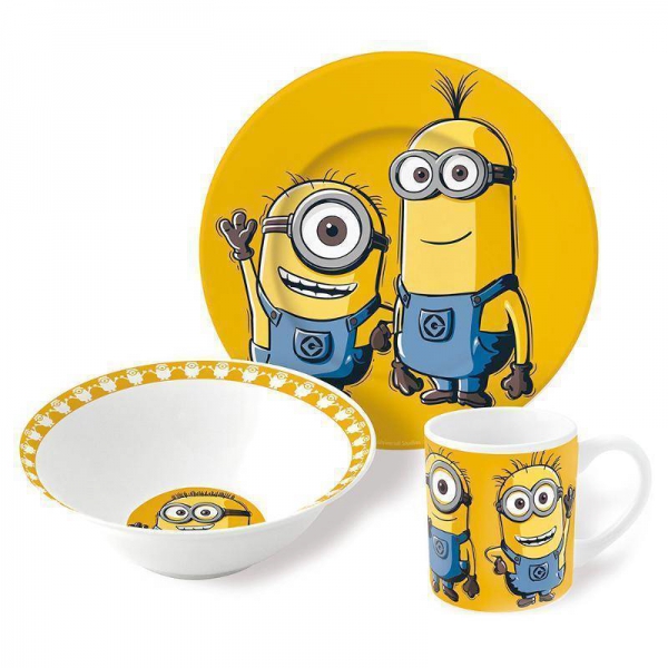 Набор керамической посуды в подарочной упаковке Snack Set Minions Orange (3 шт.)